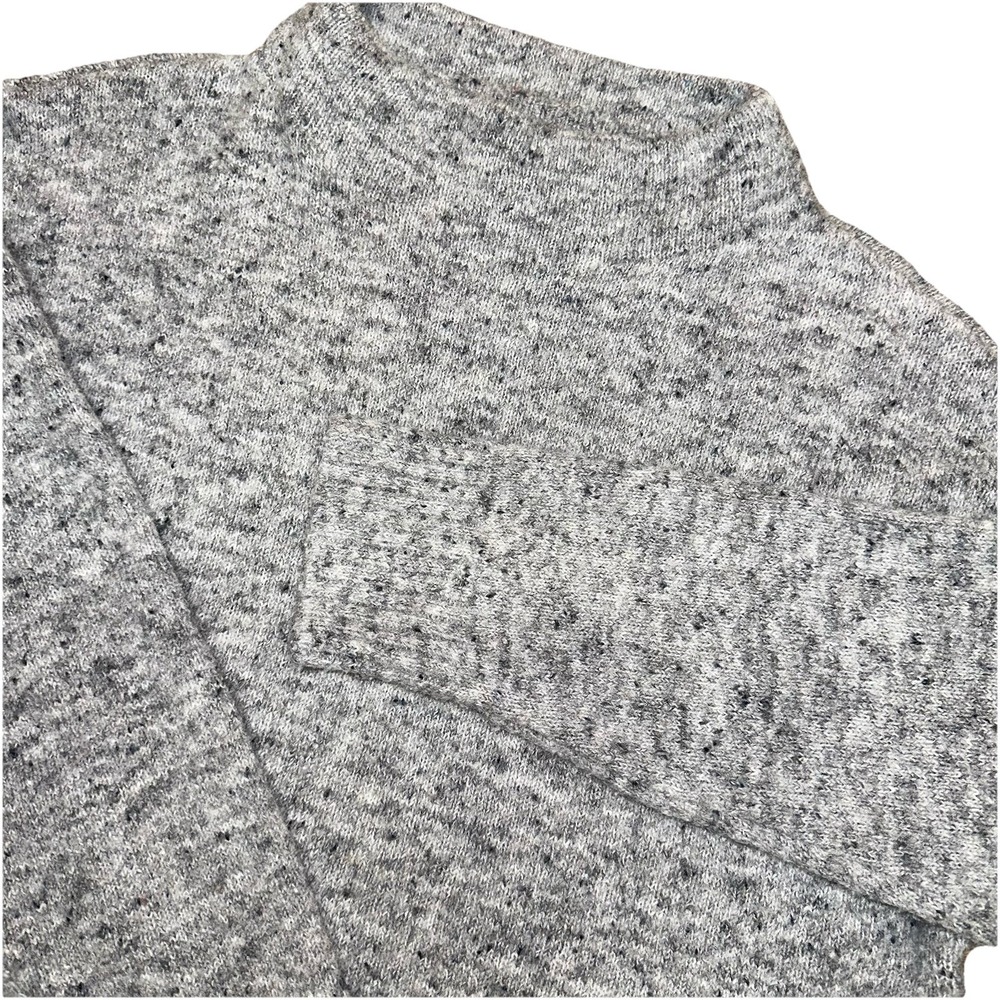 Well Worn Gray Nep Yarn Wool Blend Mock Neck Soft Stretch Sweater Women's L